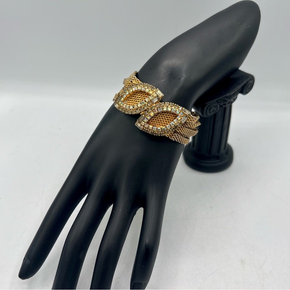 Hobe Jewelry - Rare vintage HOBE gold & AB rhinestone costume bracelet 7” multi strand chain